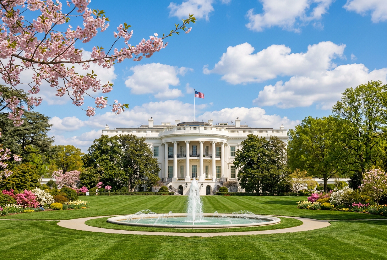 The White House on a bright spring day